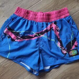 Vibrant Blue and Pink Women's Athletic Shorts